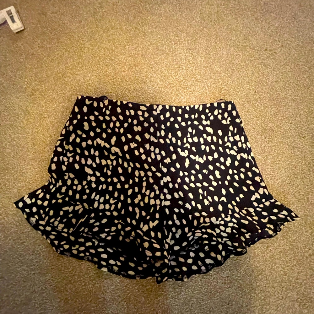 Flowy black & cream dotted dressy shorts